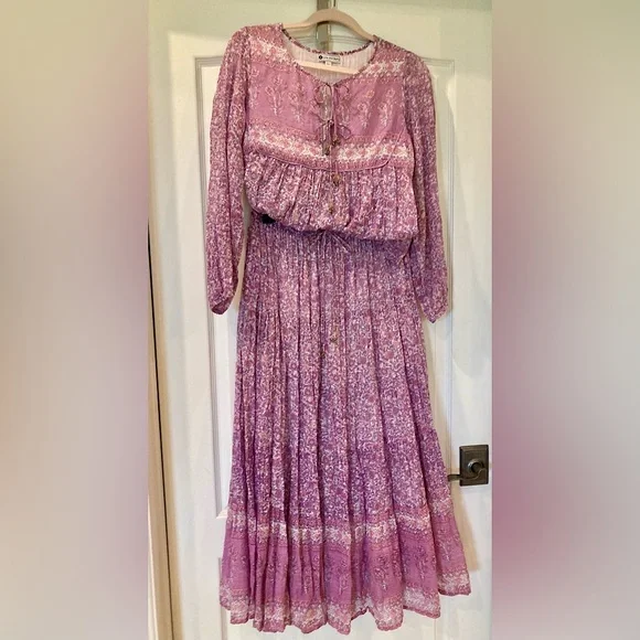 Cotton Floral Pink & Purple Flowy Top & Maxi Skirt SET. - Picture 4 of 16